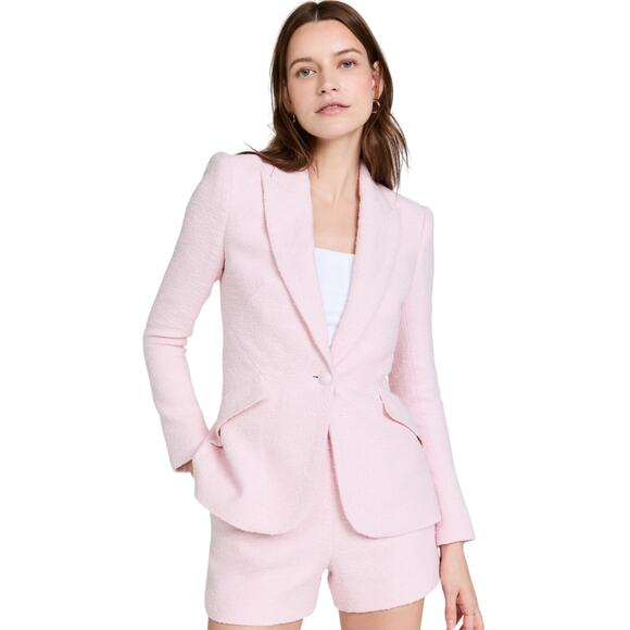 L’Agence Pink Chamberlain Textured Tweed Blazer Jacket Size 8 Elegant - Picture 1 of 16